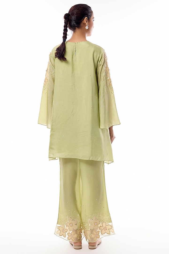 Mist Silk Floral Applique Embroidered Co-Ord Set by One not two at Pernia's Pop Up Shop