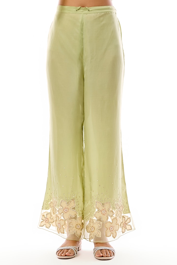 Mist Silk Floral Applique Embroidered Co-Ord Set by One not two at Pernia's Pop Up Shop