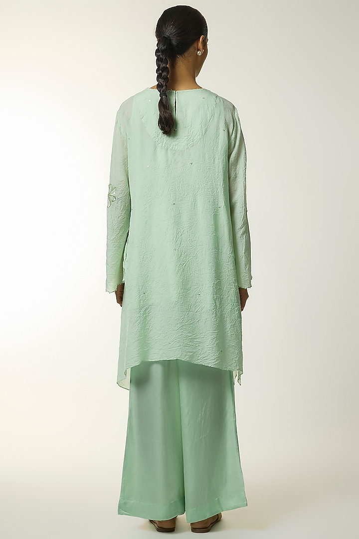 Blue Silk Embroidered Kurta Set by One not two at Pernia's Pop Up Shop