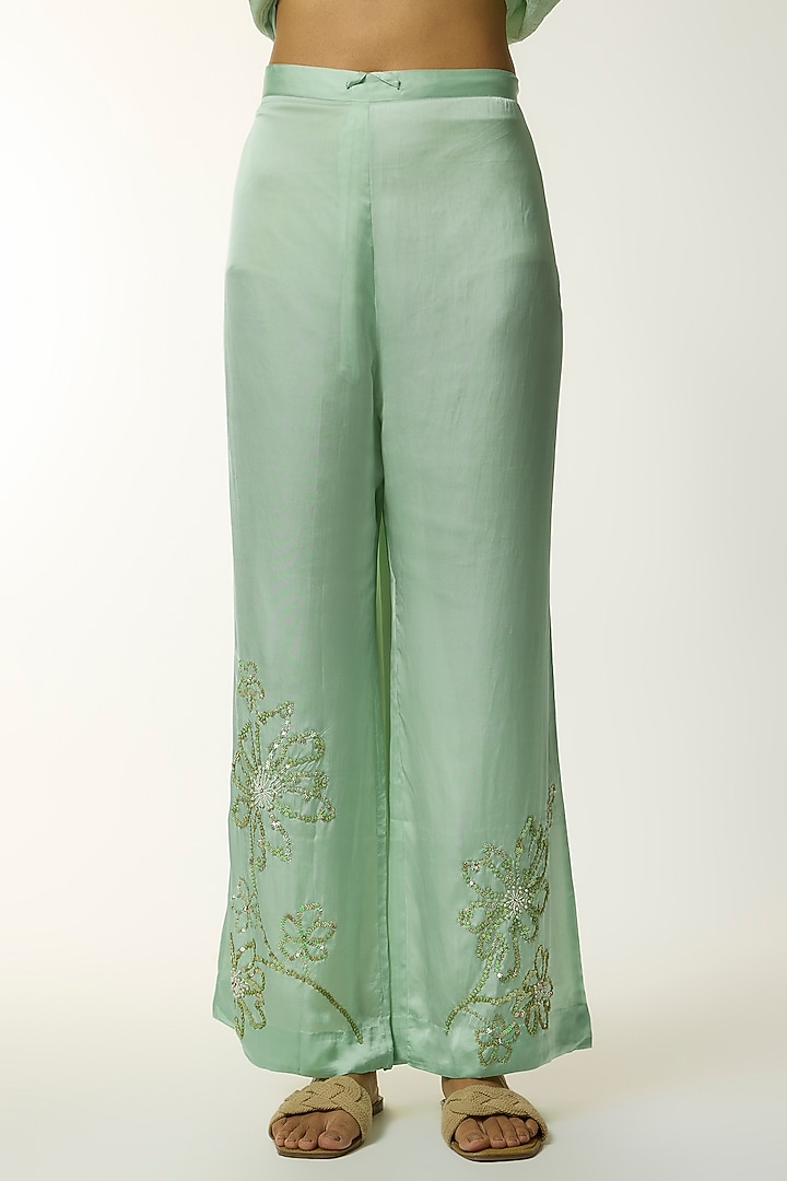 Blue Silk Embroidered Kurta Set by One not two at Pernia's Pop Up Shop