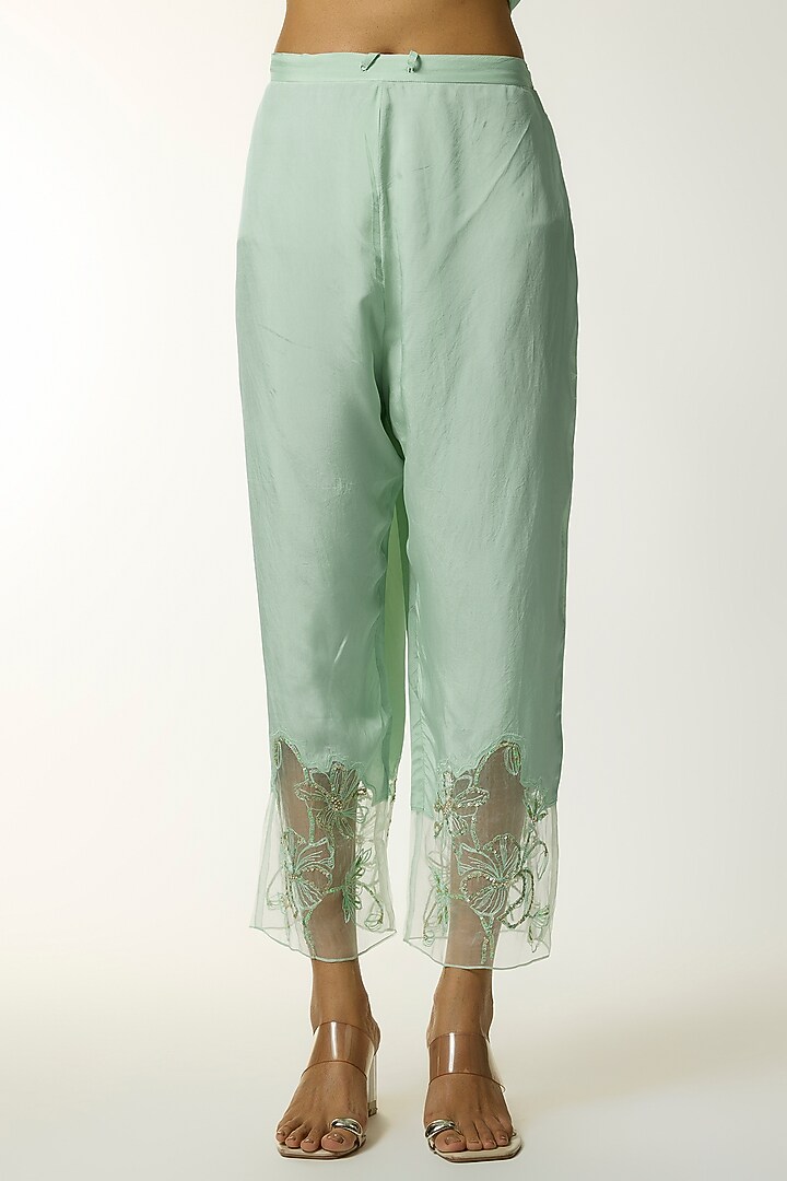 Opal Blue Silk Sequin Embroidered Kurta Set by One not two at Pernia's Pop Up Shop