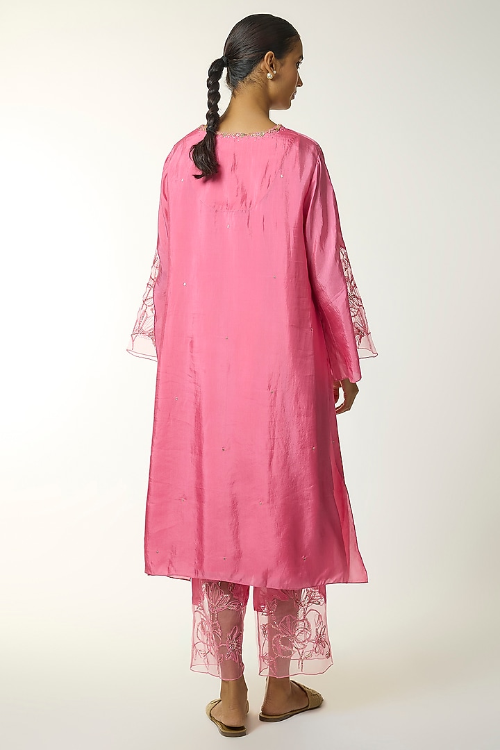Orchid Pink Silk Sequin Embroidered Kurta Set by One not two at Pernia's Pop Up Shop