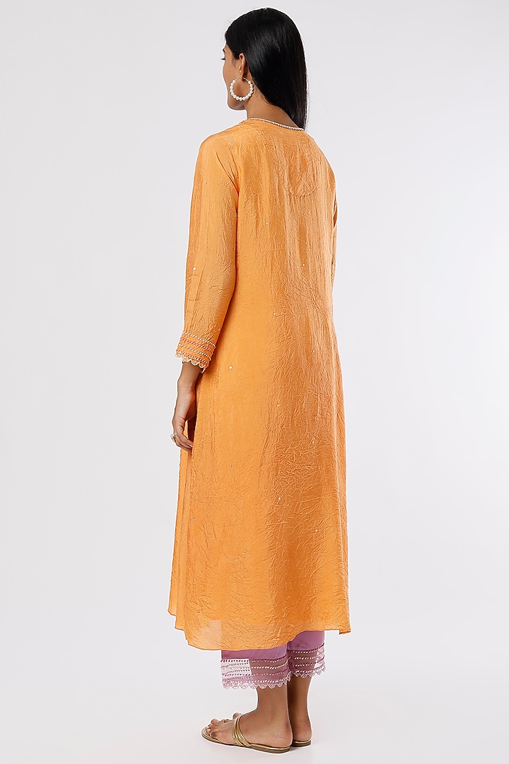 Orange Embroidered A-line Kurta by One not two at Pernia's Pop Up Shop