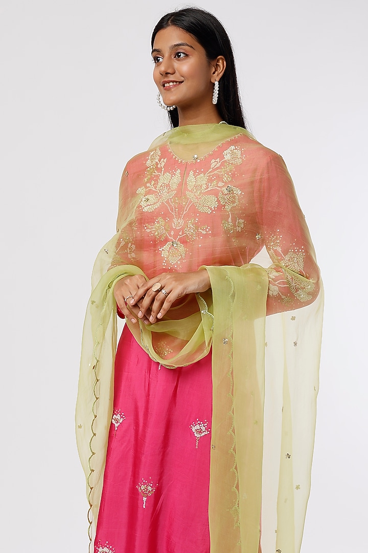 Pear Silk Organza Dupatta by One not two at Pernia's Pop Up Shop
