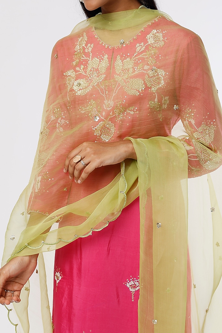 Pear Silk Organza Dupatta by One not two at Pernia's Pop Up Shop