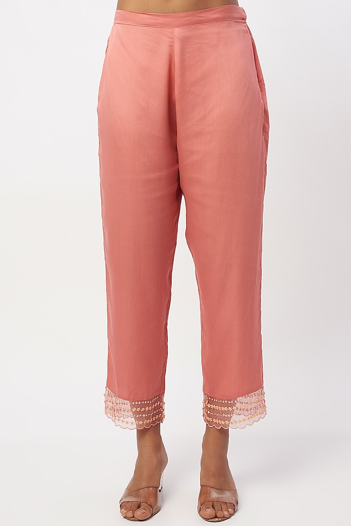 Peach Modal Satin Pants by One not two