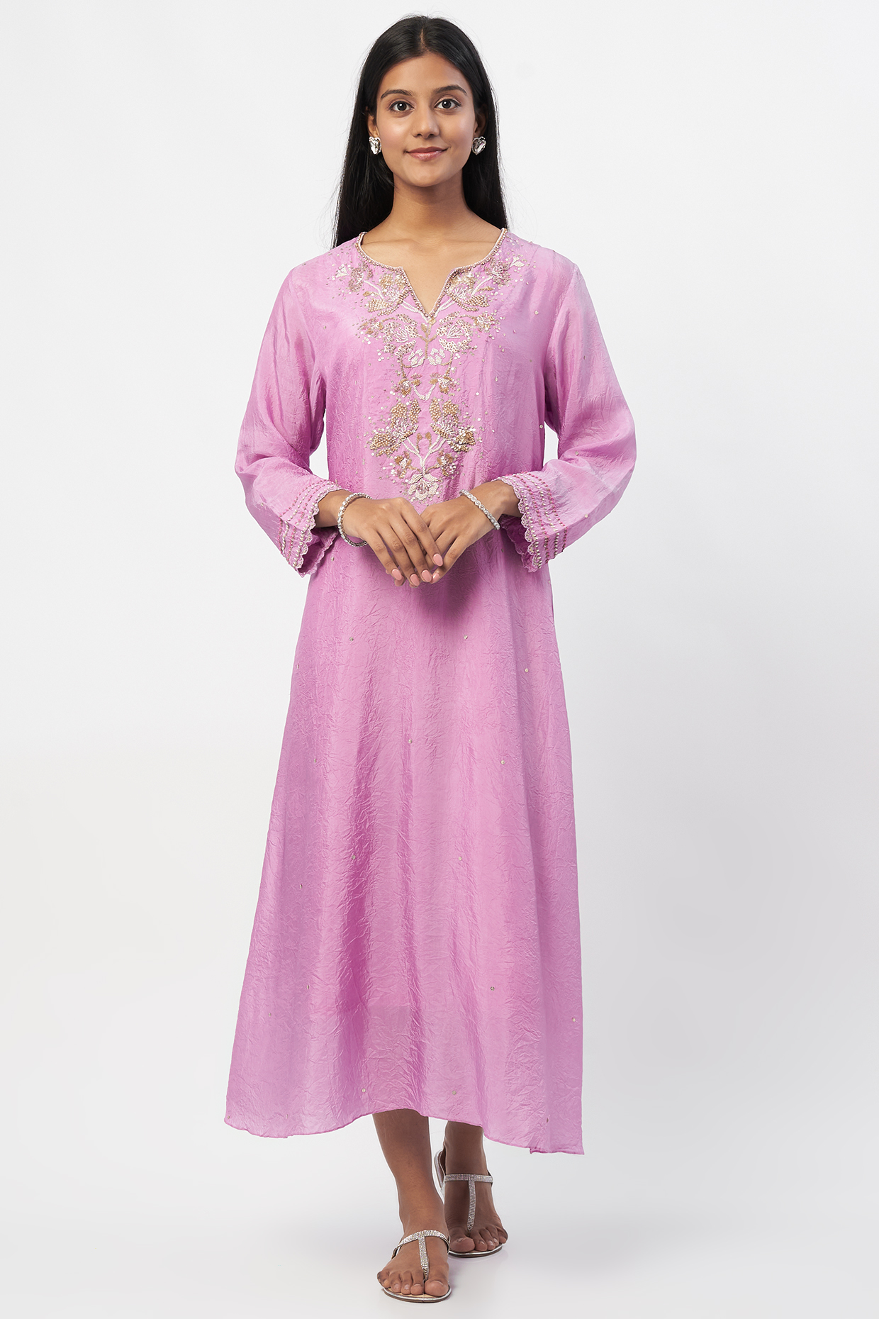 Lavender Embroidered Kurta by One not two at Pernia's Pop Up Shop