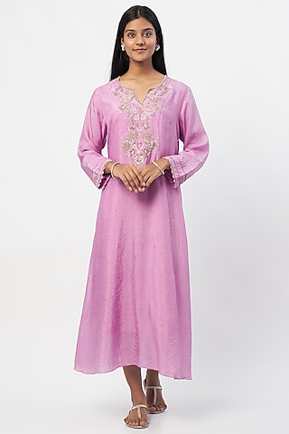 Lavender Embroidered Kurta by One not two