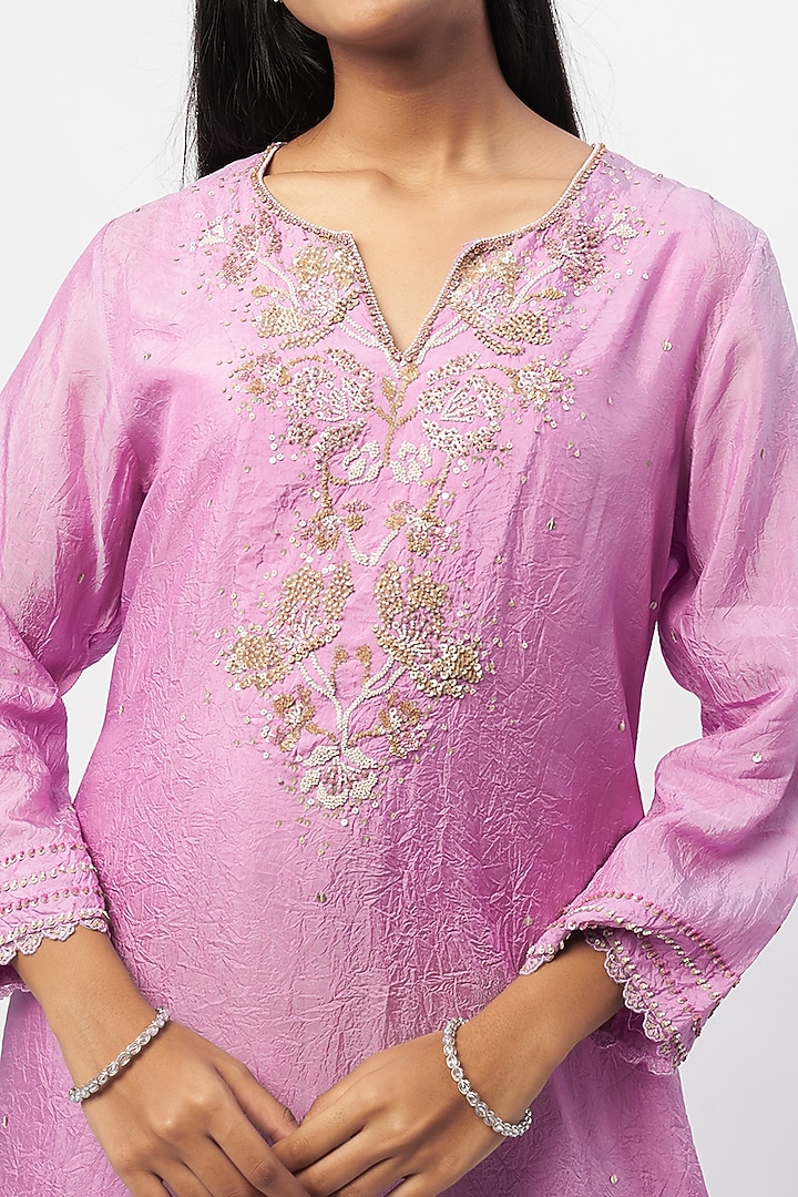 Lavender Embroidered Kurta by One not two at Pernia's Pop Up Shop