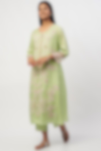 Mist Green Embroidered Kurta by One not two