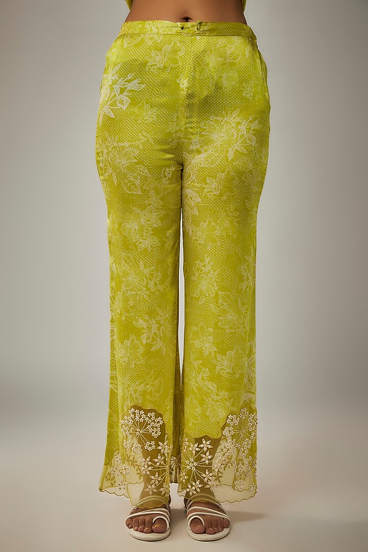 Lime Crushed Silk Printed & Sequin Embroidered Kurta Set by One not two at Pernia's Pop Up Shop