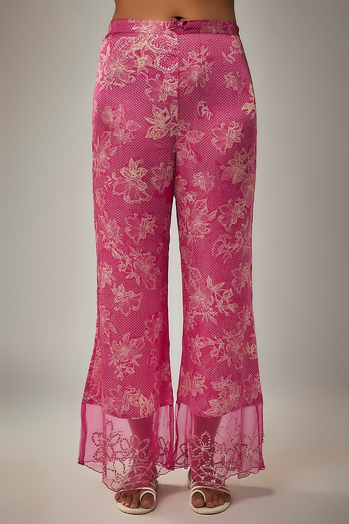 Pink Viscose Silk Printed & Sequin Embroidered Kurta Set by One not two at Pernia's Pop Up Shop