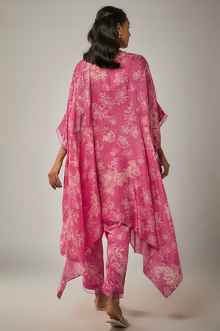 Pink Viscose Silk Printed & Sequin Embroidered Kurta Set by One not two at Pernia's Pop Up Shop