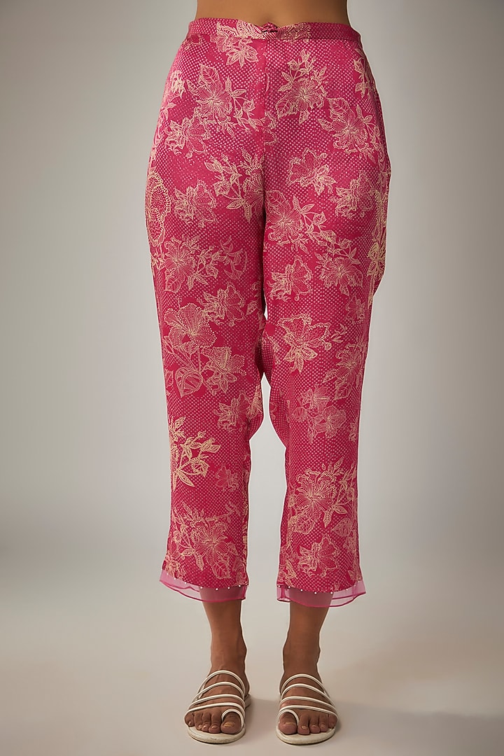 Pink Viscose Silk Printed & Sequin Embroidered Kurta Set by One not two at Pernia's Pop Up Shop
