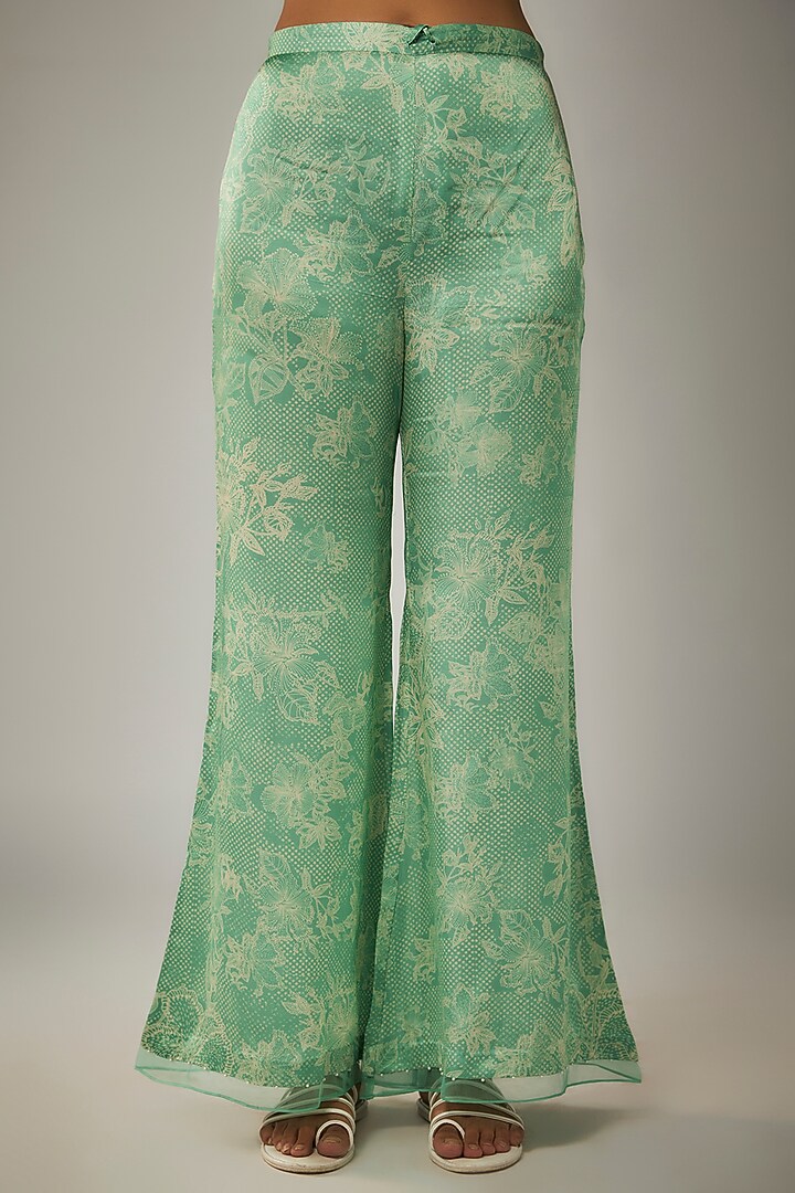 Green Viscose Silk Printed & Sequin Embroidered Kurta Set by One not two at Pernia's Pop Up Shop