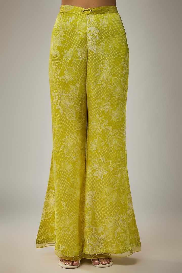 Lime Viscose Silk Printed & Sequin Embroidered Kurta Set by One not two at Pernia's Pop Up Shop