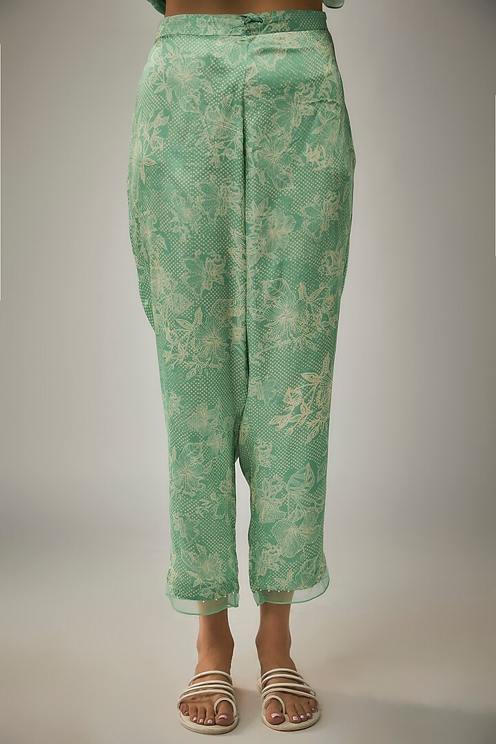 Green Viscose Silk Printed & Sequin Embroidered Kurta Set by One not two at Pernia's Pop Up Shop