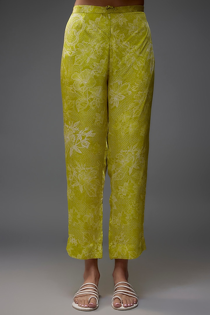 Lime Viscose Silk Polka Printed & Sequins Embroidered Kurta Set by One not two at Pernia's Pop Up Shop