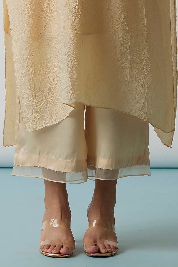 Citrus Yellow Ombre Viscose Silk Embroidered Kaftan Set by One not two at Pernia's Pop Up Shop