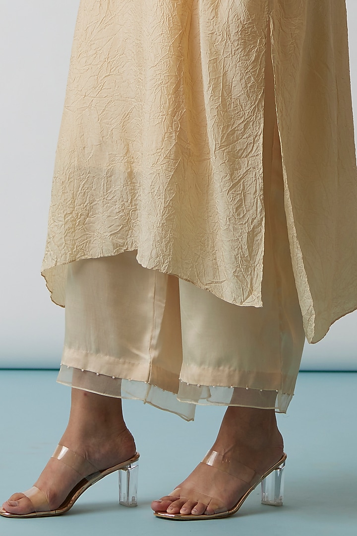 Cloud Blue Ombre Viscose Silk Embroidered Kaftan Set by One not two at Pernia's Pop Up Shop