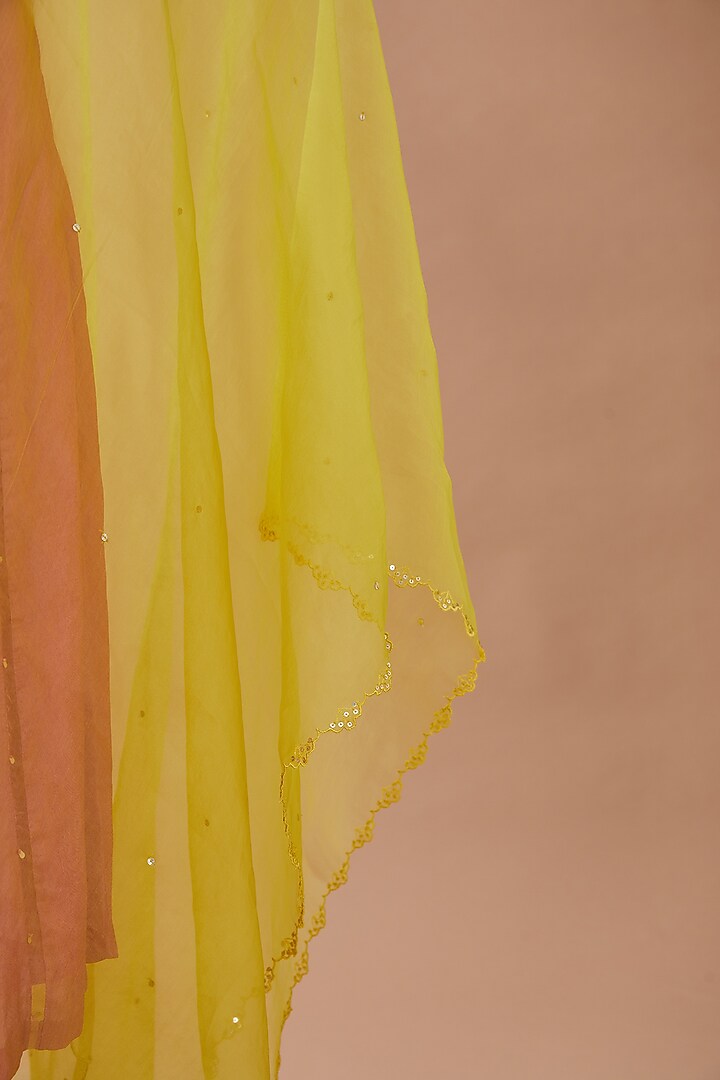 Citrine Green Organza Sequins Embroidered Dupatta by One not two at Pernia's Pop Up Shop