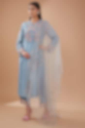 Grey Organza Sequins Embroidered Dupatta by One not two at Pernia's Pop Up Shop