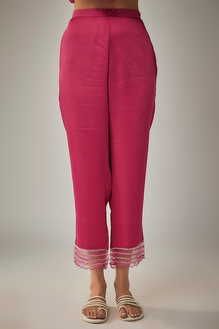 Pink Viscose Silk Printed & Sequin Embroidered Kurta Set by One not two at Pernia's Pop Up Shop