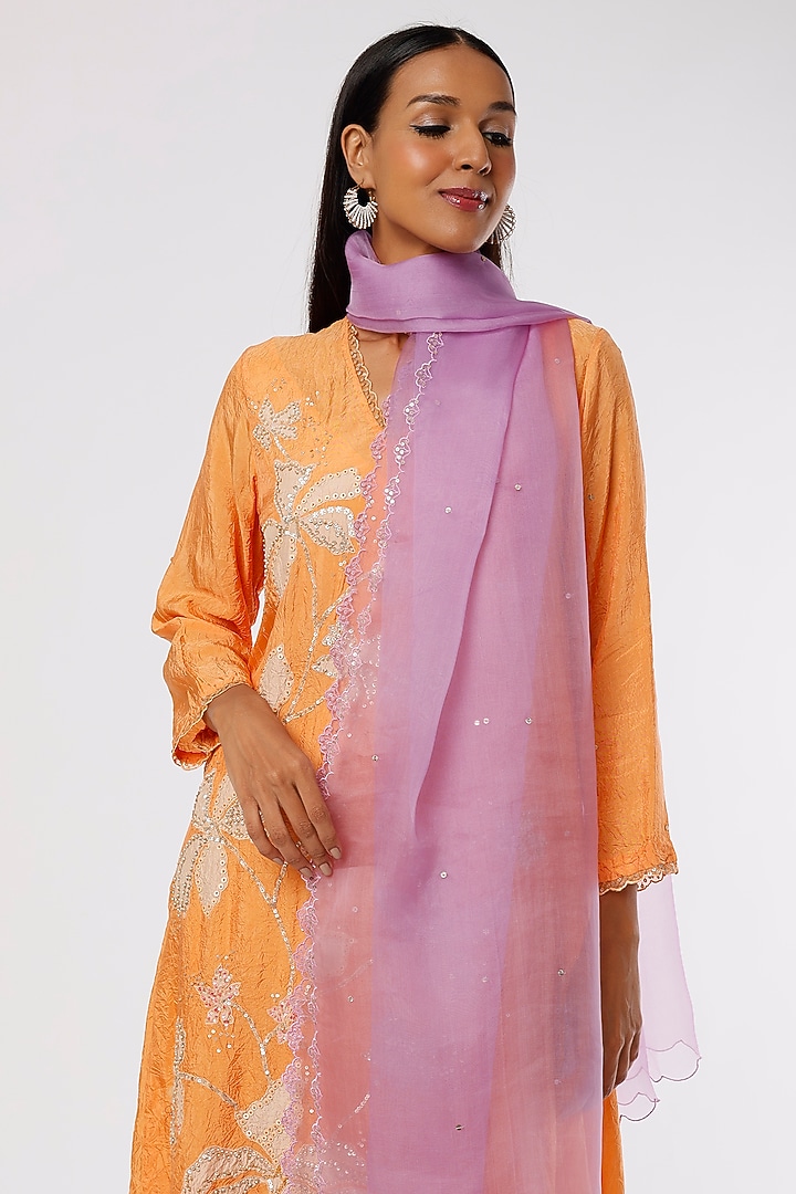 Lavender Embroidered Dupatta by One not two at Pernia's Pop Up Shop