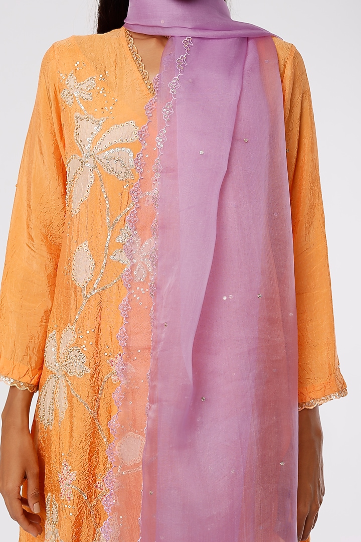 Lavender Embroidered Dupatta by One not two at Pernia's Pop Up Shop
