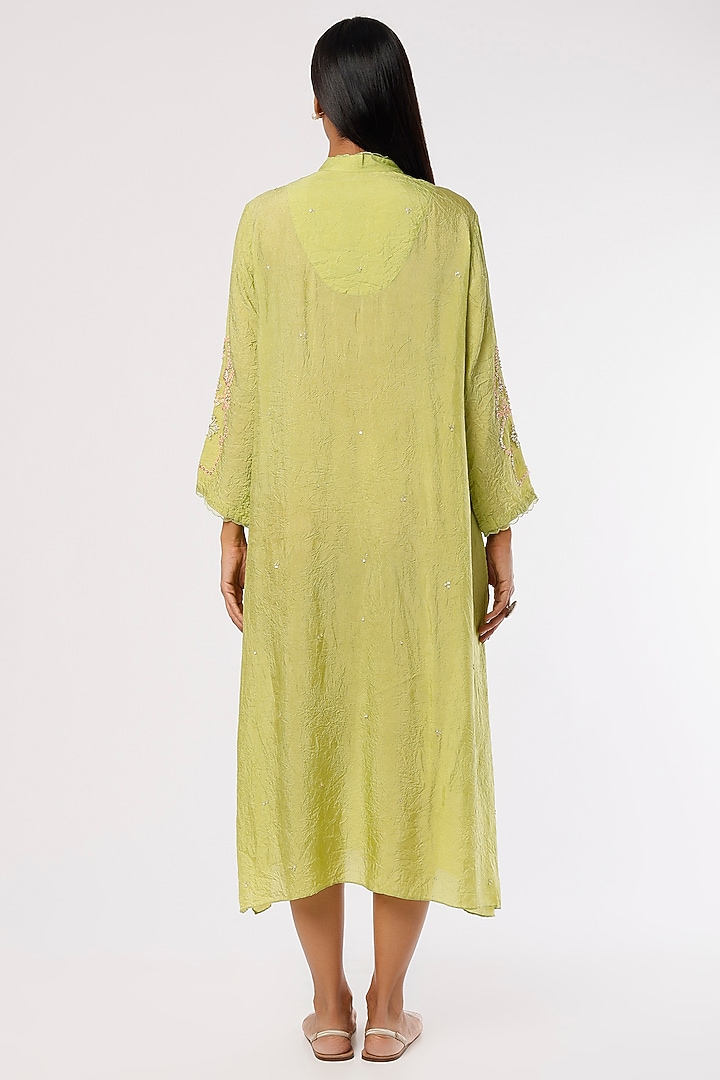 Pear Crushed Silk A-line Kurta by One not two at Pernia's Pop Up Shop