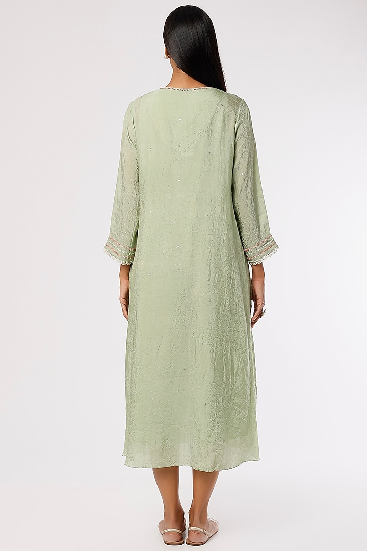 Mist Embroidered Kurta In Crushed Silk by One not two at Pernia's Pop Up Shop