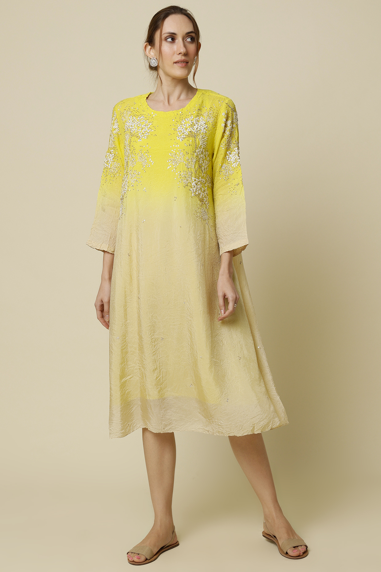 Beige Embroidered Kurta by One not two at Pernia's Pop Up Shop