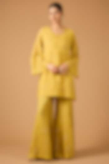 Daffodil Viscose Organza Wedding Sharara Set by One not two at Pernia's Pop Up Shop