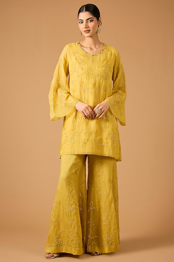 Daffodil Viscose Organza Wedding Sharara Set by One not two at Pernia's Pop Up Shop
