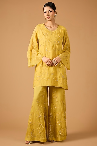 Daffodil Viscose Organza Sharara Set by One not two