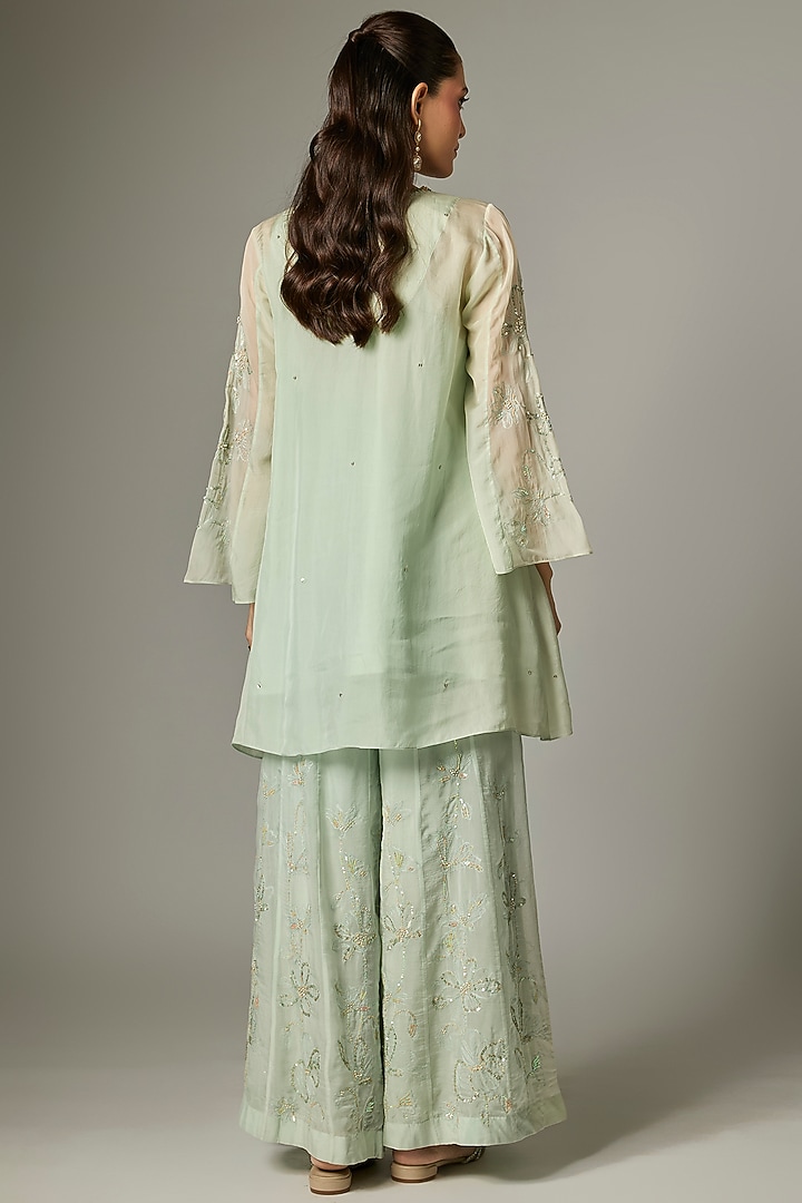 Daffodil-Colored Viscose Organza Wedding Sharara Set by One not two at Pernia's Pop Up Shop
