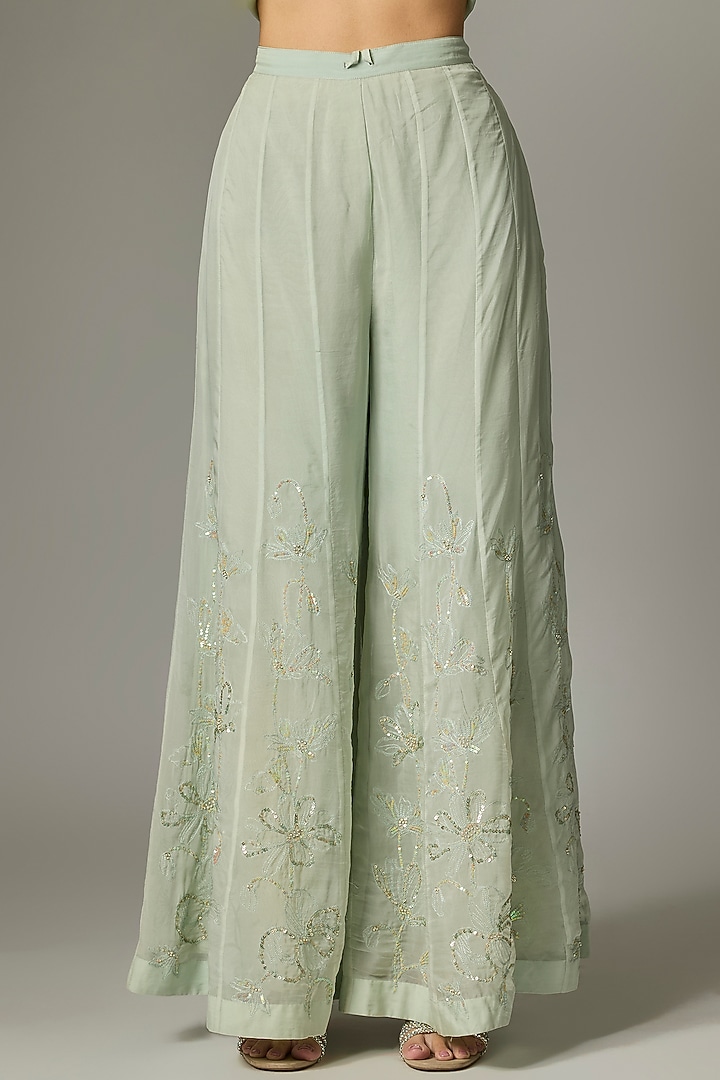 Daffodil-Colored Viscose Organza Wedding Sharara Set by One not two at Pernia's Pop Up Shop