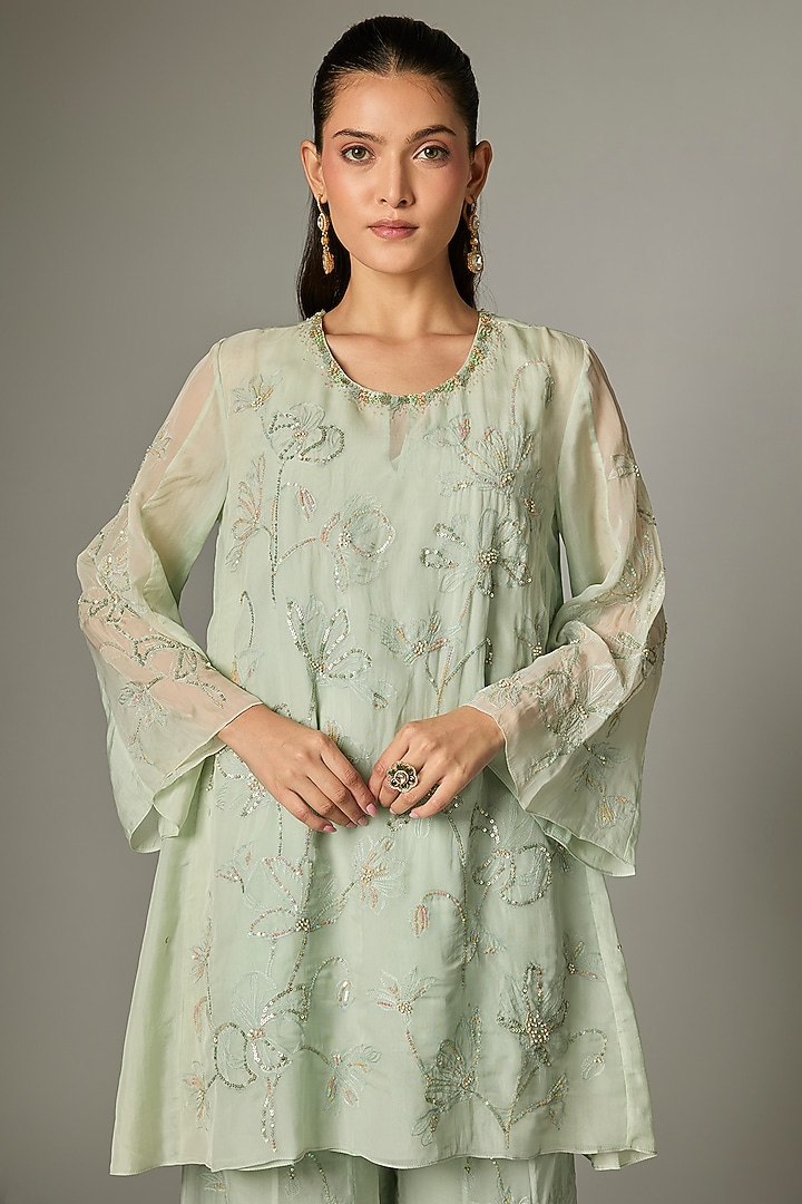 Daffodil-Colored Viscose Organza Wedding Sharara Set by One not two at Pernia's Pop Up Shop