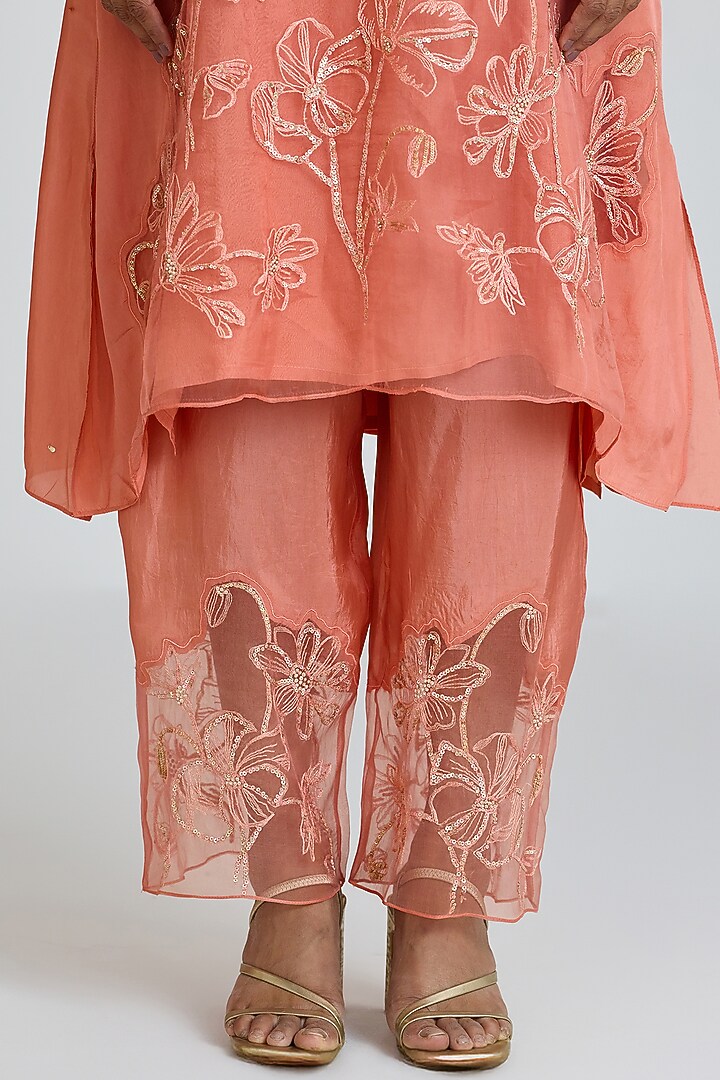 Sorbet-Colored Silk Thread Hand Embroidered Kurta Set by One not two at Pernia's Pop Up Shop