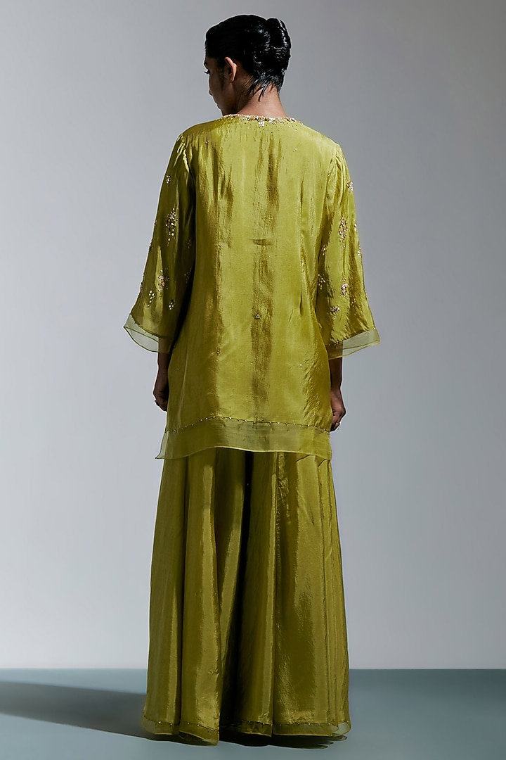 Heena Green Silk Wedding Sharara Set by One not two at Pernia's Pop Up Shop