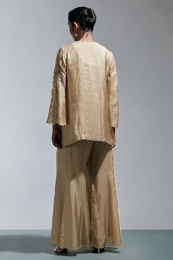 Shell-Colored Silk Wedding Sharara Set by One not two at Pernia's Pop Up Shop
