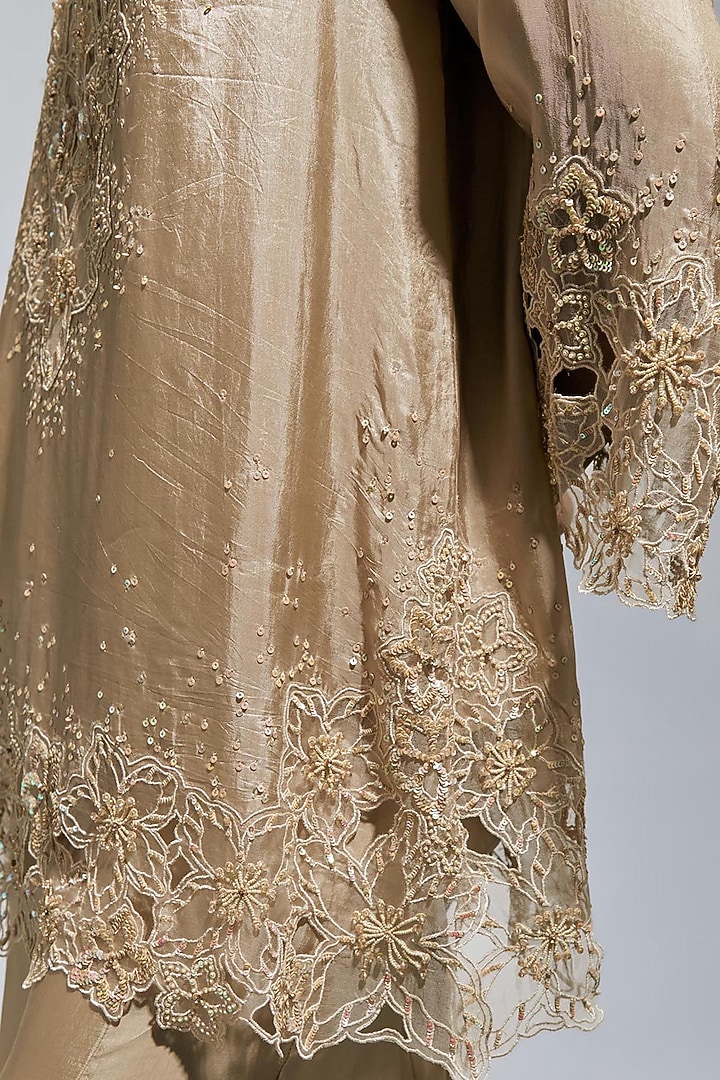 Shell-Colored Silk Wedding Sharara Set by One not two at Pernia's Pop Up Shop