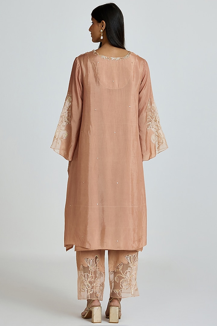 Gold Silk Thread Hand Embroidered Kurta Set by One not two at Pernia's Pop Up Shop