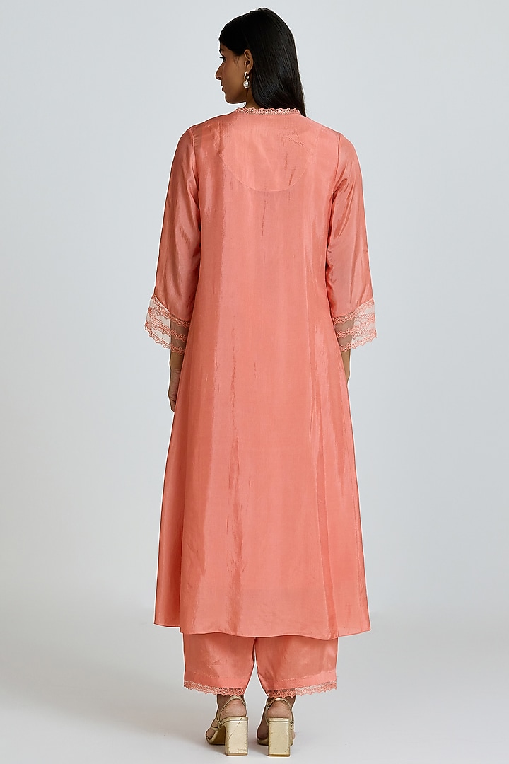 Sorbet-Colored Silk Thread Hand Embroidered Kurta Set by One not two at Pernia's Pop Up Shop