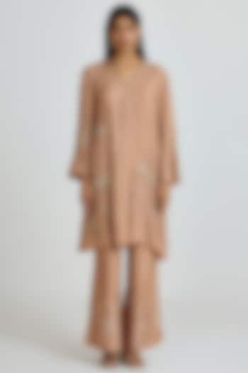 Gold Silk Thread Hand Embroidered Co-Ord Set by One not two at Pernia's Pop Up Shop