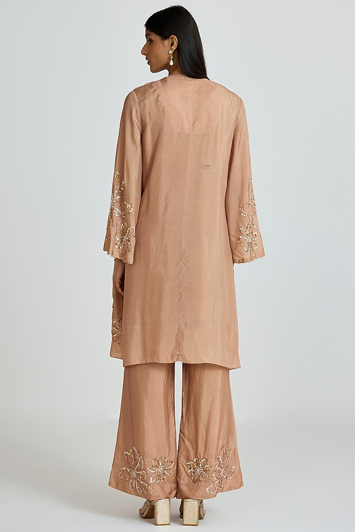 Gold Silk Thread Hand Embroidered Co-Ord Set by One not two at Pernia's Pop Up Shop