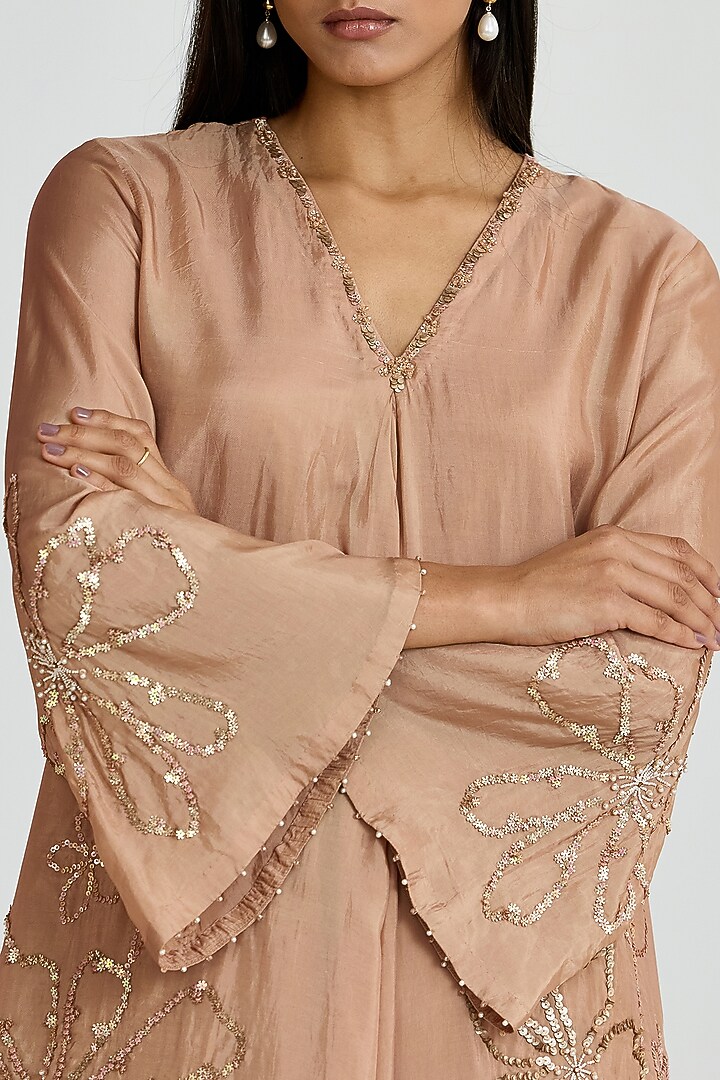 Gold Silk Thread Hand Embroidered Co-Ord Set by One not two at Pernia's Pop Up Shop