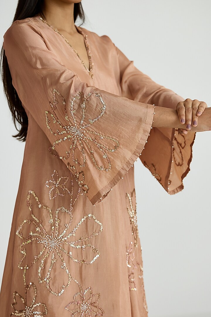 Gold Silk Thread Hand Embroidered Co-Ord Set by One not two at Pernia's Pop Up Shop