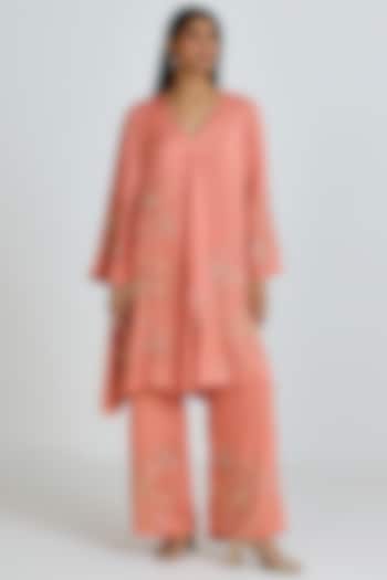 Sorbet-Colored Silk Thread Hand Embroidered Co-Ord Set by One not two at Pernia's Pop Up Shop