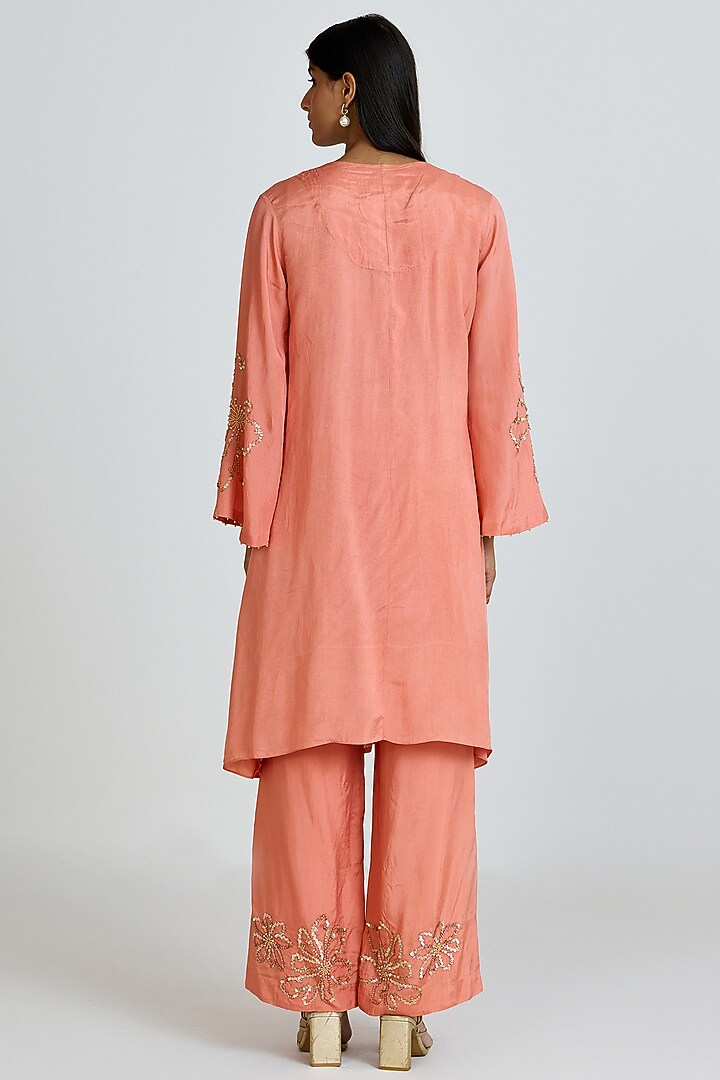 Sorbet-Colored Silk Thread Hand Embroidered Co-Ord Set by One not two at Pernia's Pop Up Shop